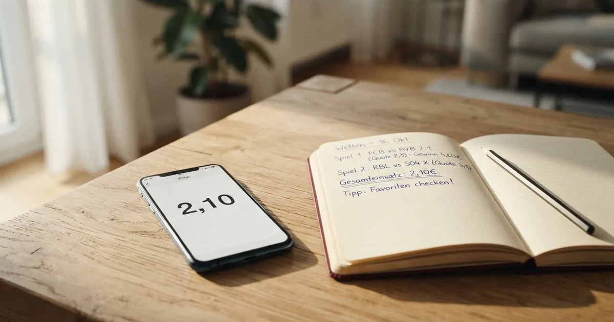 Mehrere Smartphones liegen mit dem Display nach unten neben einem Notizblock und einem Bleistift auf einem hellen Holztisch, seitliches Morgenlicht.