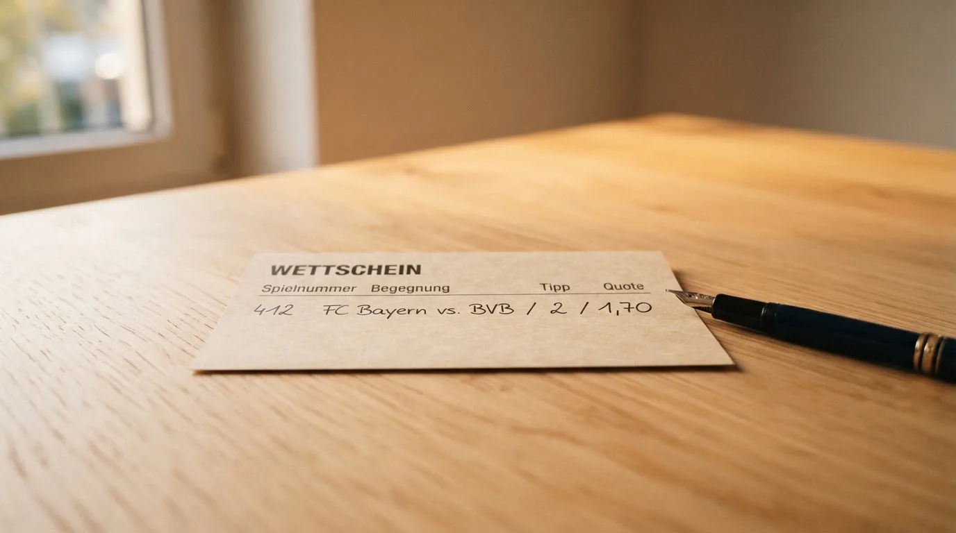 Zwei Münzenstapel unterschiedlicher Höhe stehen nebeneinander auf einem hellen Holztisch vor einer unscharfen Wand.