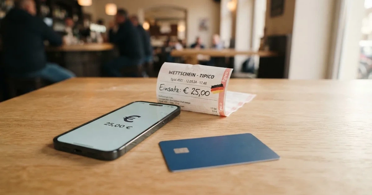 Eine Plastikkarte ohne Aufdruck liegt neben Münzen und einem Smartphone mit dunklem Display auf einem hellen Tisch.